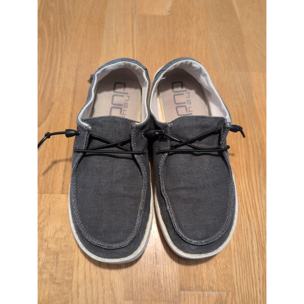 Hey Dude Wendy Chambray Off Black Round Toe Casual Slip-On Shoes Women's Sz US 6